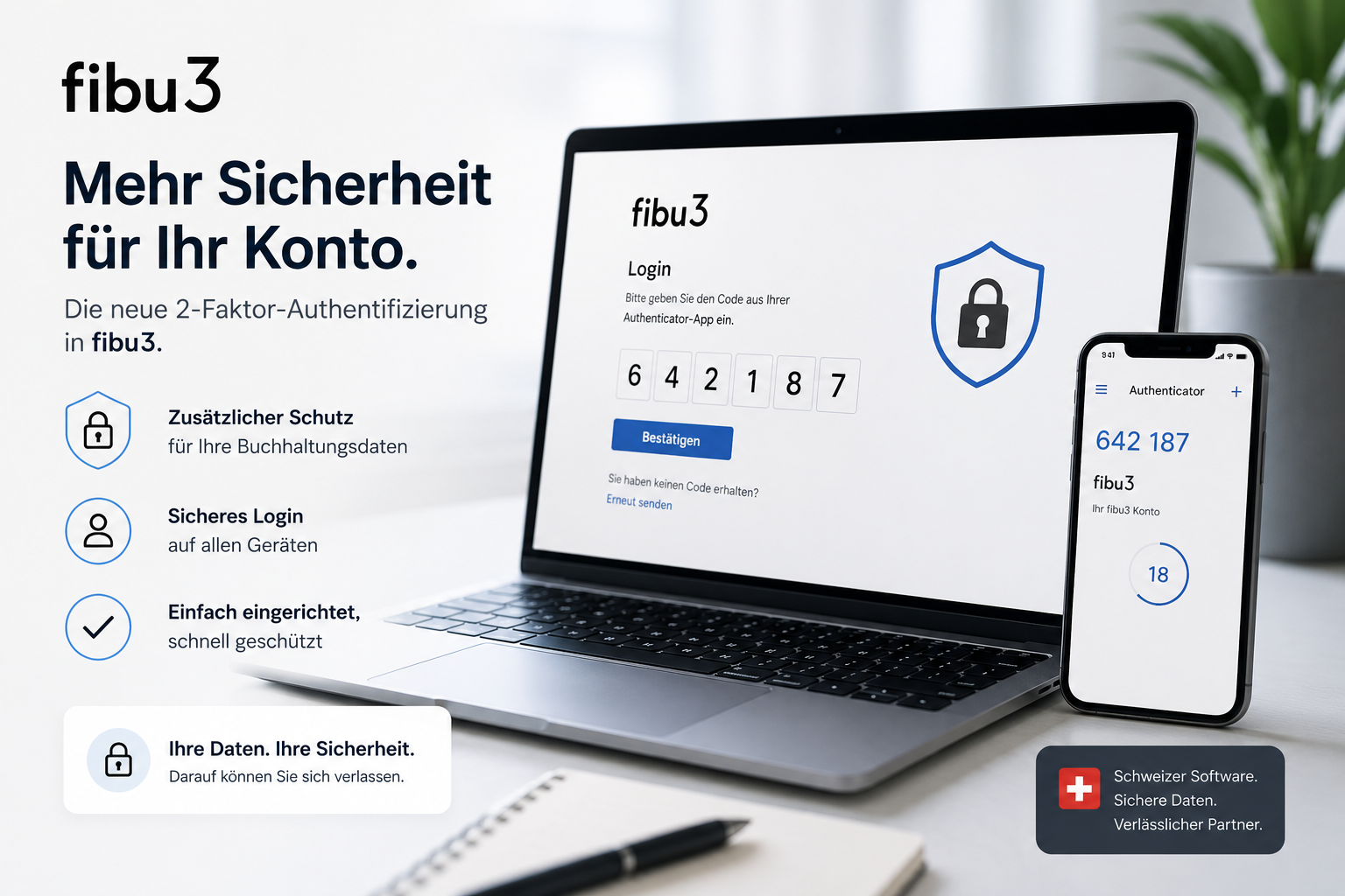 Mehr Sicherheit für Ihr fibu3 Konto: Neue 2-Faktor-Authentifi-zierung