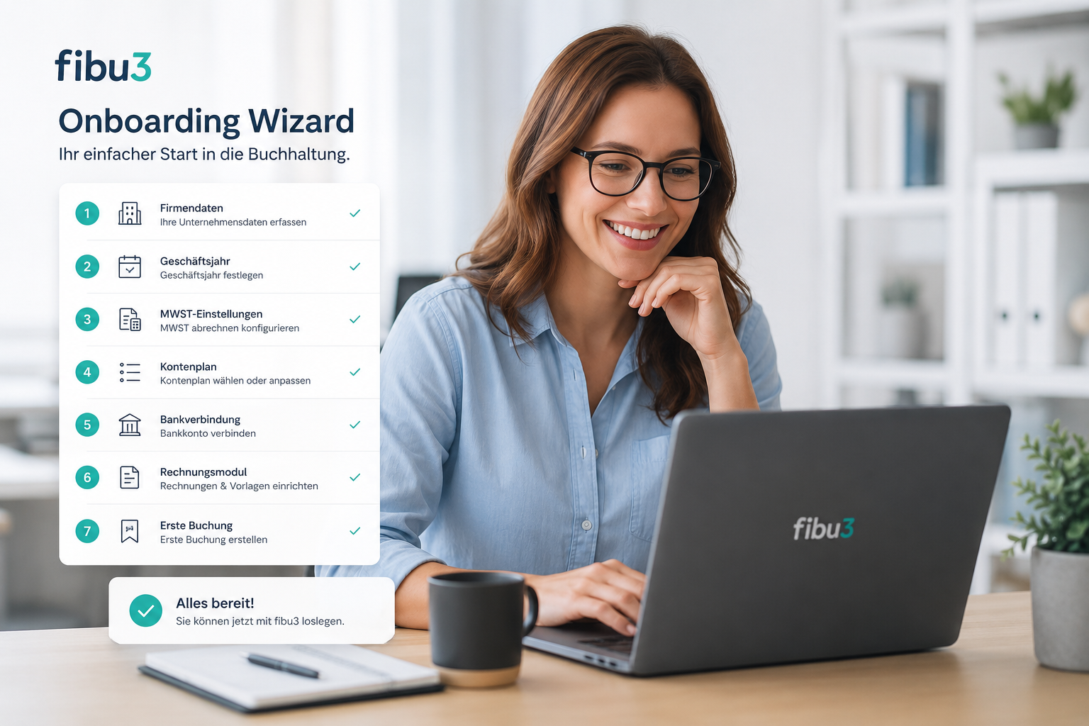 Neuer fibu3 Onboarding Wizard: einfacher in die Buchhaltung starten