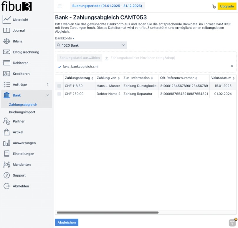 So funktioniert der Bankabgleich mit fibu3